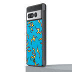 lil flames on blue back phone cover | glass case for google pixel 7 pro