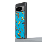 lil flames on blue back phone cover | glass case for google pixel 8 pro