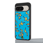 lil flames on blue back phone cover | glass case for google pixel 9