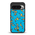 lil flames on blue back phone cover | glass case for google pixel 9 pro