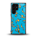 lil flames on blue back phone cover | glass case for samsung galaxy s23 ultra
