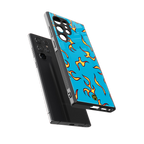 lil flames on blue back phone cover | glass case for samsung galaxy s23 ultra