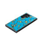 lil flames on blue back phone cover | glass case for samsung galaxy s23 ultra