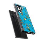 lil flames on blue back phone cover | glass case for samsung galaxy s25 ultra
