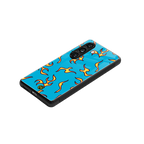 lil flames on blue back phone cover | glass case for samsung galaxy s25