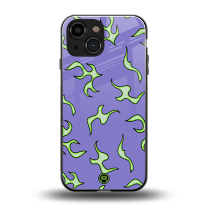 lil flames on purple back phone cover | glass case for iphone 13 mini