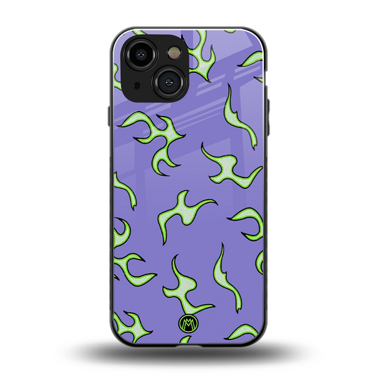 lil flames on purple back phone cover | glass case for iphone 13 mini