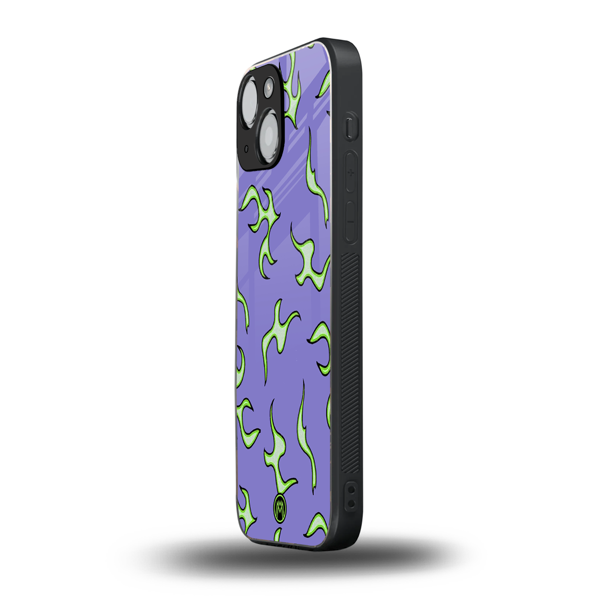 lil flames on purple back phone cover | glass case for iphone 13 mini
