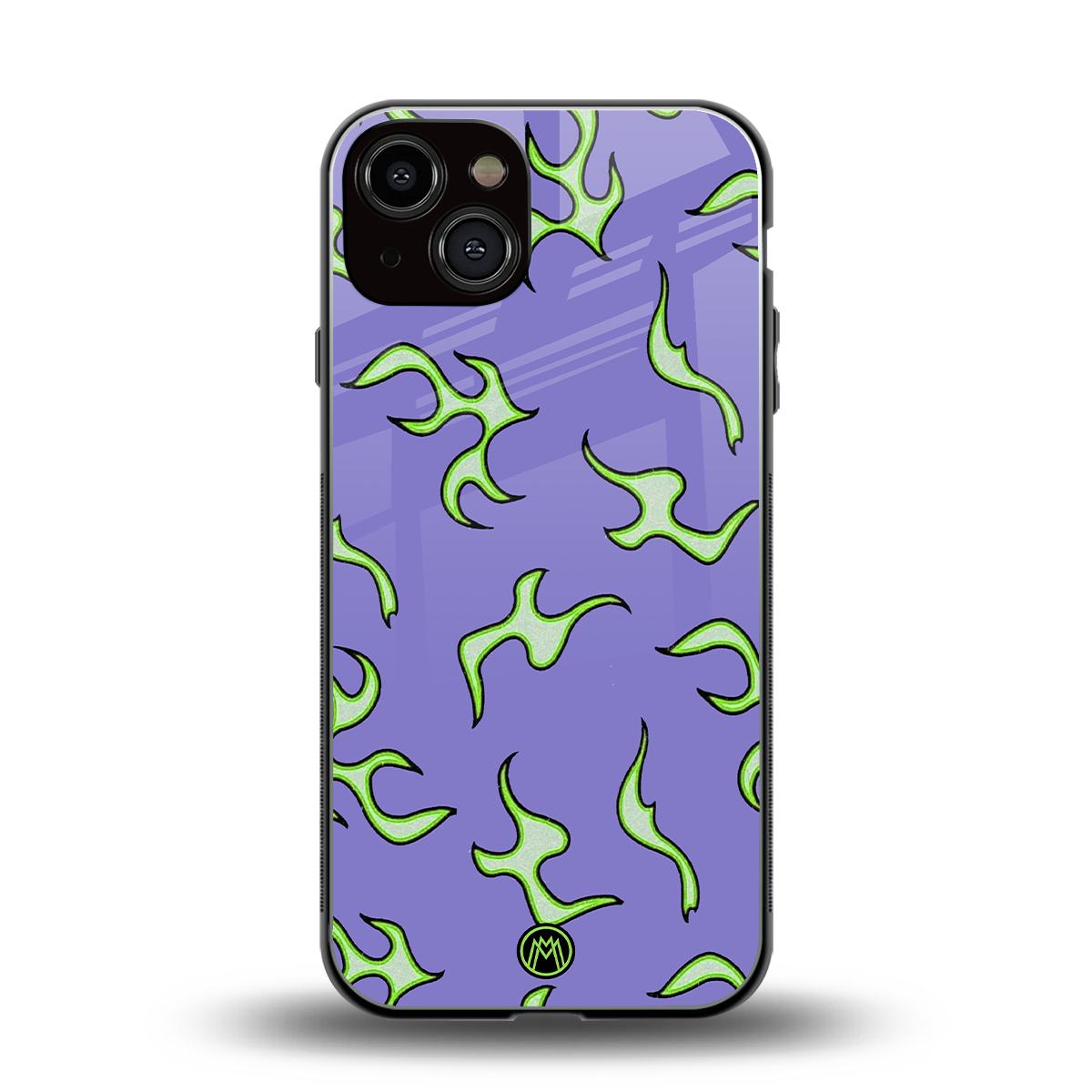 lil flames on purple back phone cover | glass case for iphone 13