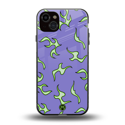 lil flames on purple back phone cover | glass case for iphone 14 plus