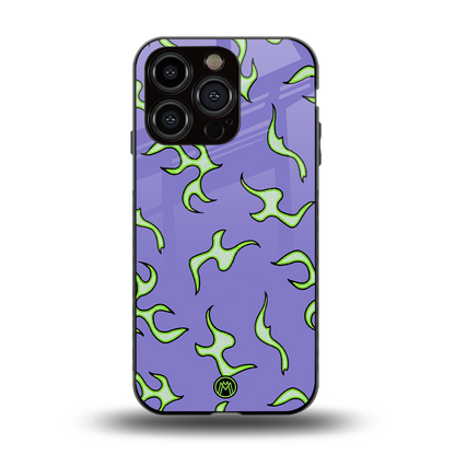 lil flames on purple back phone cover | glass case for iphone 14 pro