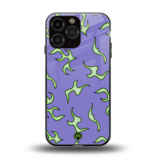 lil flames on purple back phone cover | glass case for iphone 16 pro max