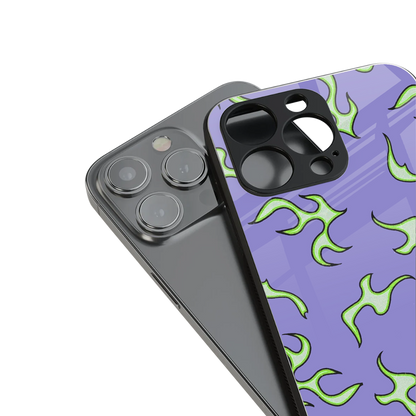 lil flames on purple back phone cover | glass case for iphone 16 pro max