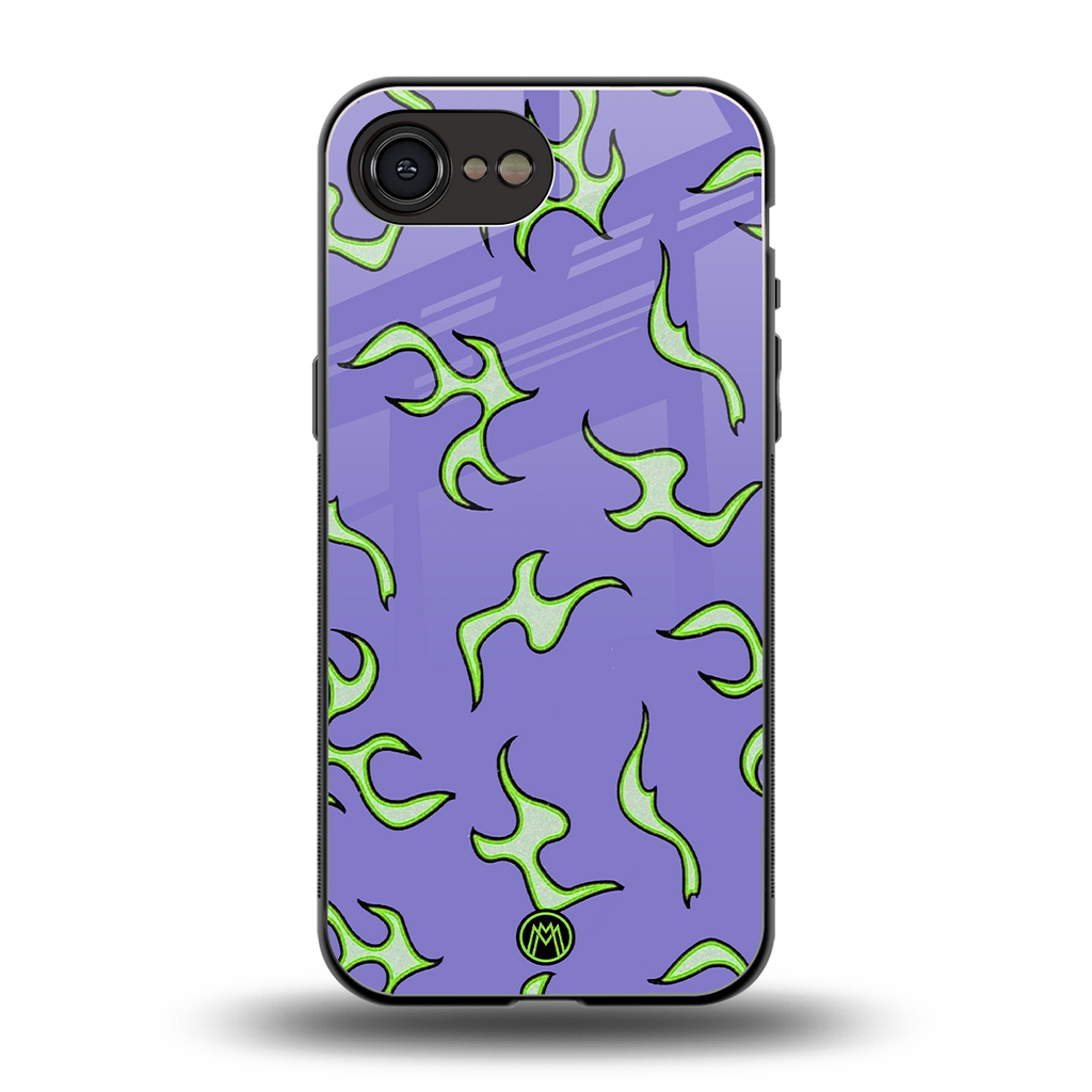 lil flames on purple back phone cover | glass case for iphone 16e