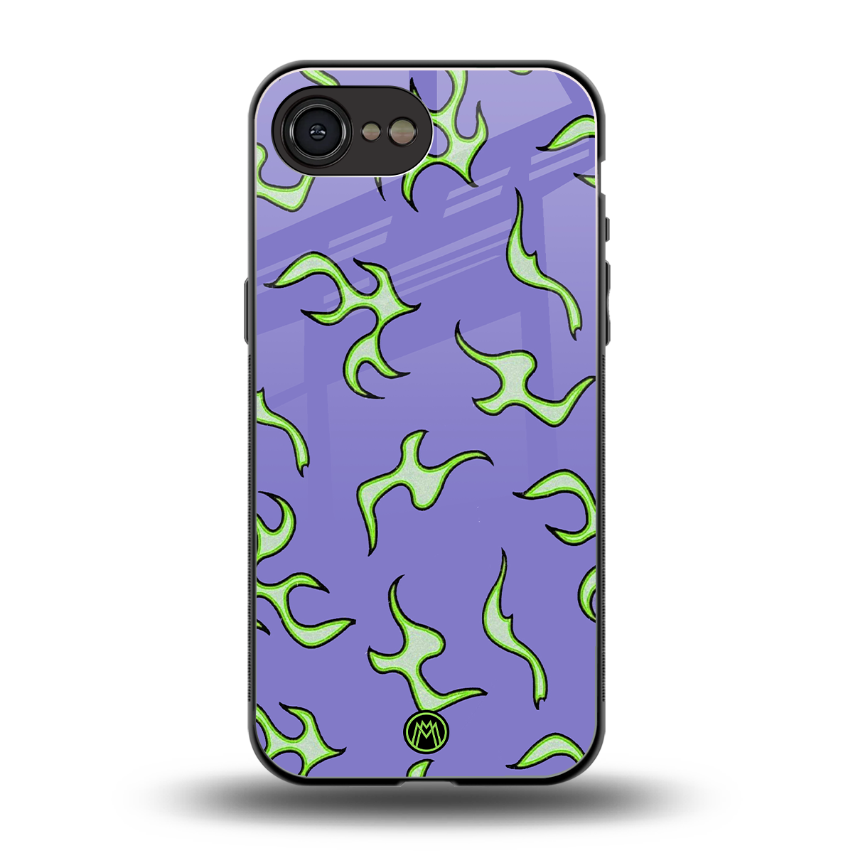 lil flames on purple back phone cover | glass case for iphone 16e