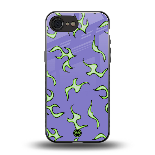 lil flames on purple back phone cover | glass case for iphone 16e