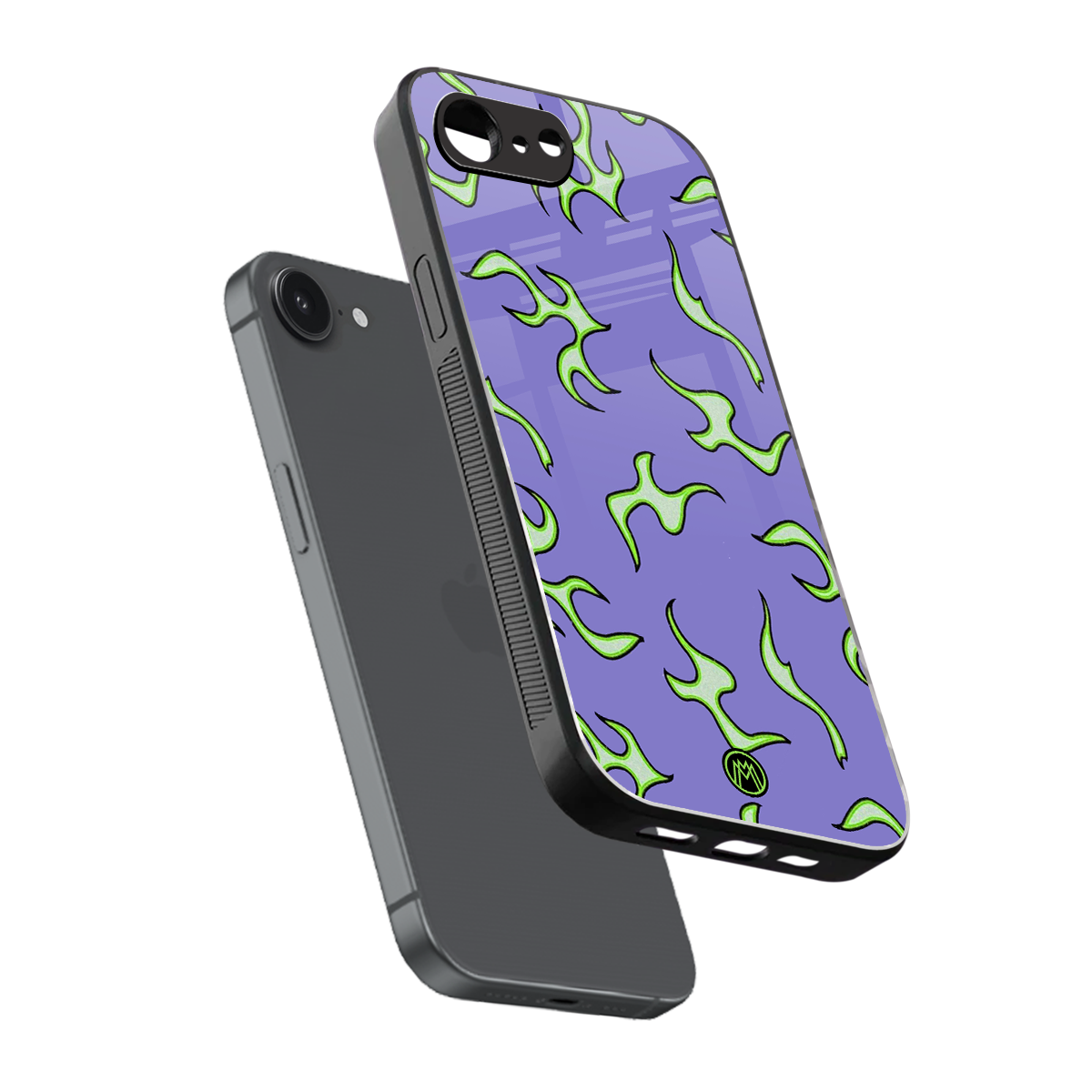 lil flames on purple back phone cover | glass case for iphone 16e