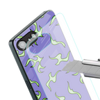 lil flames on purple back phone cover | glass case for iphone 16e