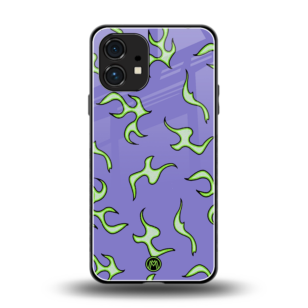 lil flames on purple back phone cover | glass case for nothing phone 1