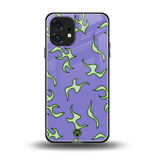 lil flames on purple back phone cover | glass case for nothing phone 1