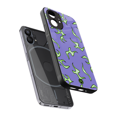 lil flames on purple back phone cover | glass case for nothing phone 1