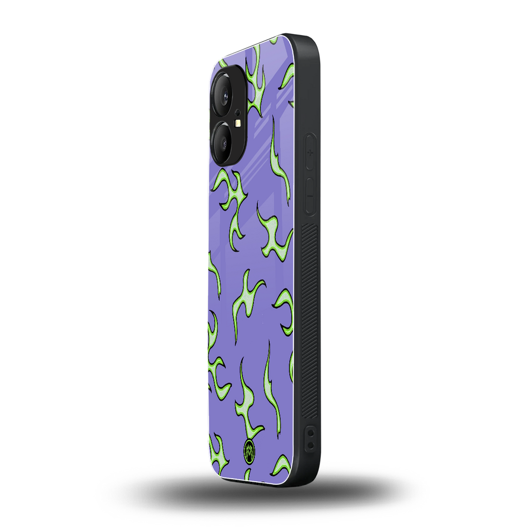 lil flames on purple back phone cover | glass case for nothing phone 1