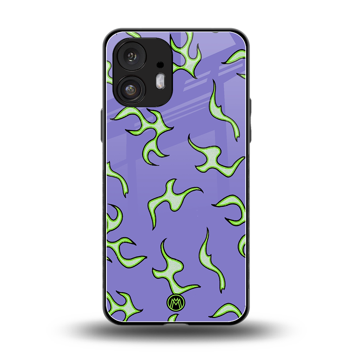 lil flames on purple back phone cover | glass case for nothing phone 2