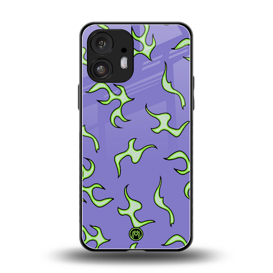 lil flames on purple back phone cover | glass case for nothing phone 2