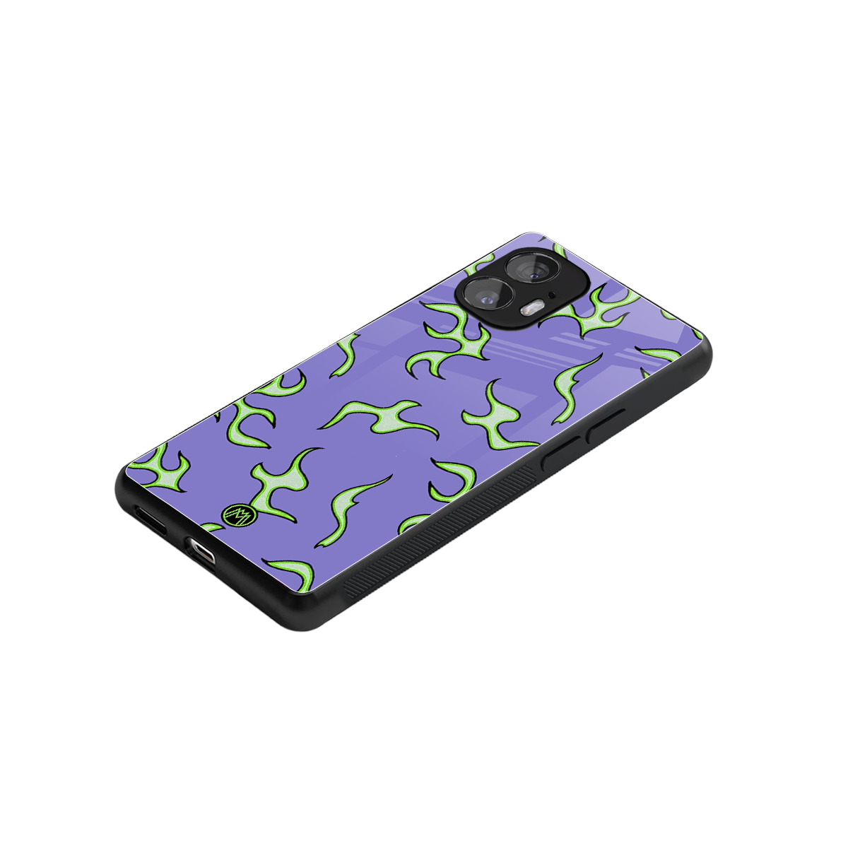 lil flames on purple back phone cover | glass case for nothing phone 2