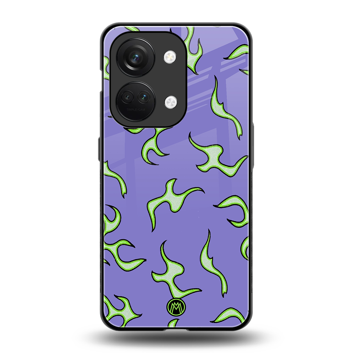 lil flames on purple back phone cover | glass case for oneplus nord 3