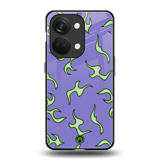 lil flames on purple back phone cover | glass case for oneplus nord 3