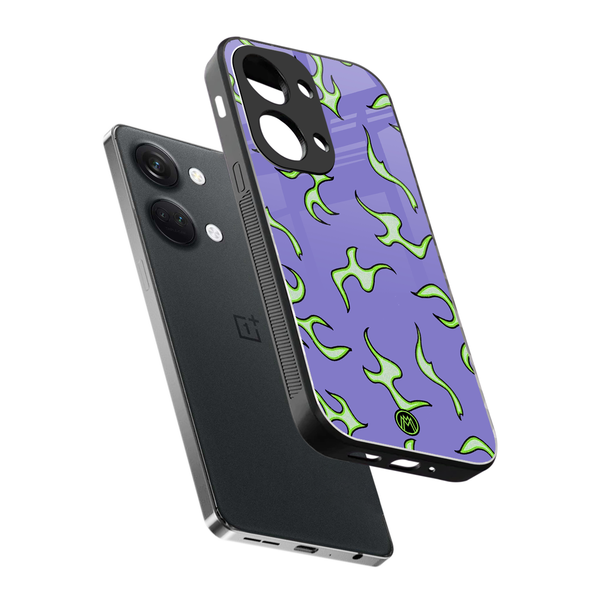 lil flames on purple back phone cover | glass case for oneplus nord 3