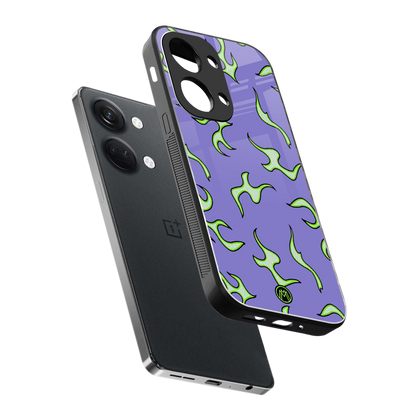 lil flames on purple back phone cover | glass case for oneplus nord 3