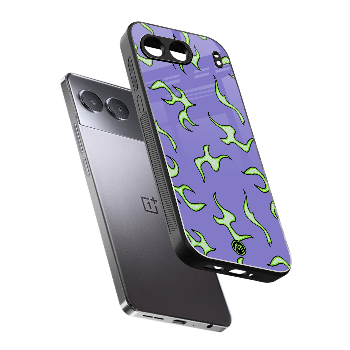 lil flames on purple back phone cover | glass case for oneplus nord 4