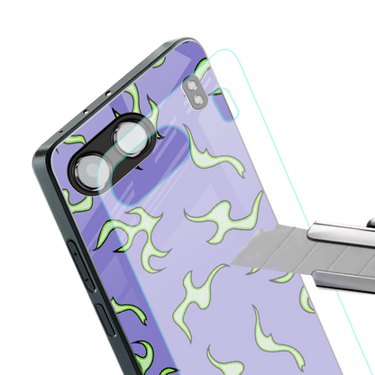 lil flames on purple back phone cover | glass case for oneplus nord 4
