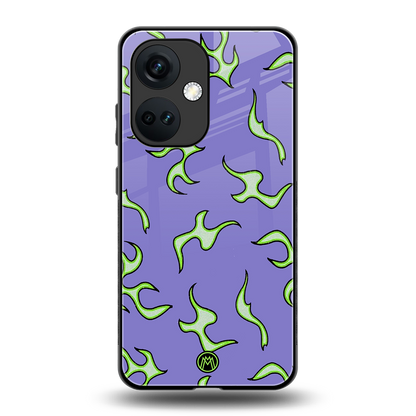 lil flames on purple back phone cover | glass case for oneplus nord ce 3