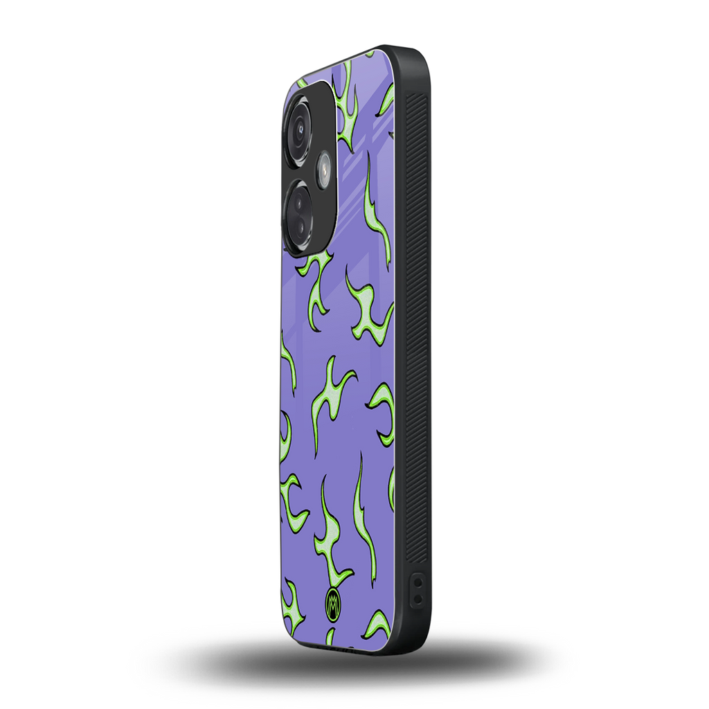 lil flames on purple back phone cover | glass case for oneplus nord ce 3