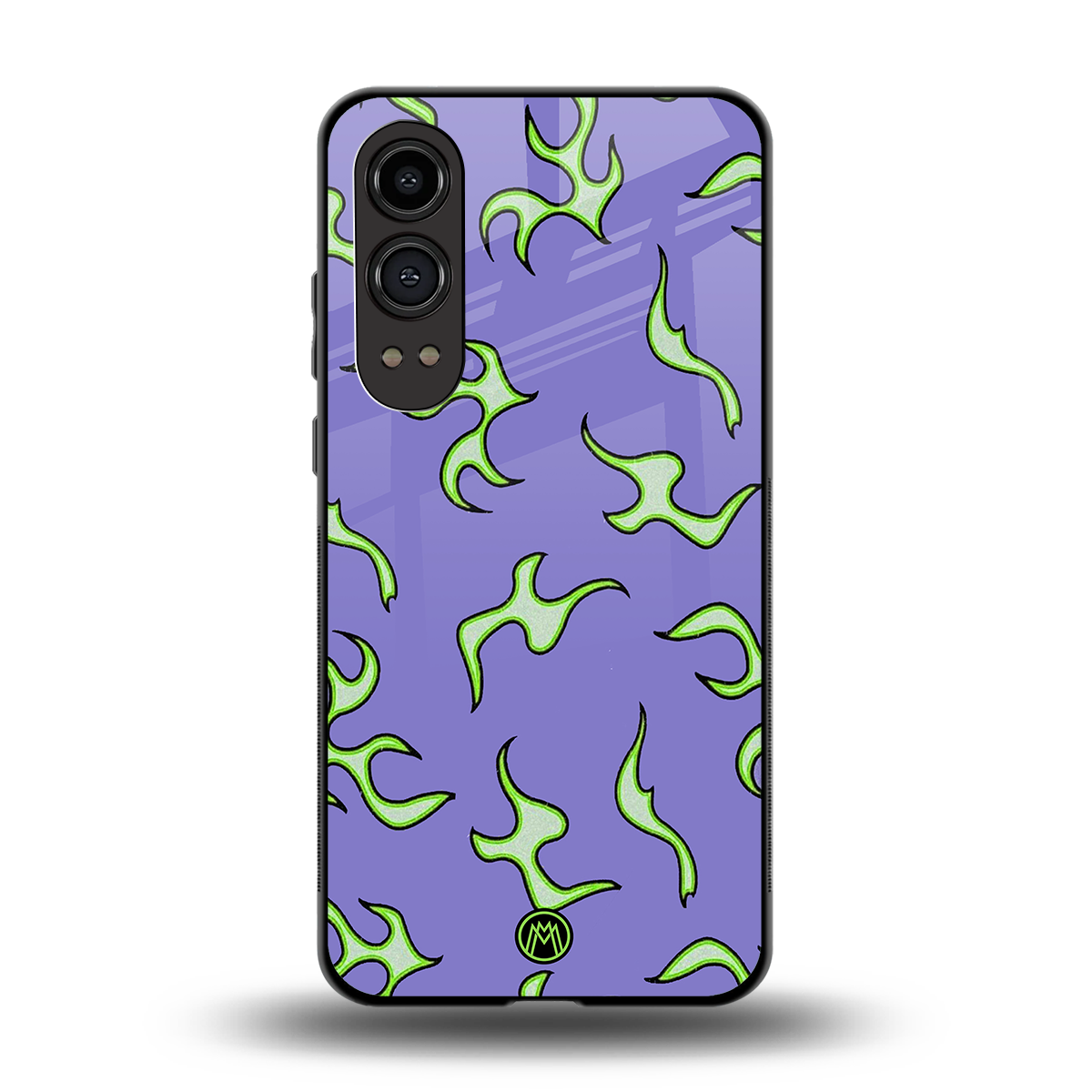 lil flames on purple back phone cover | glass case for oneplus nord ce 4 lite