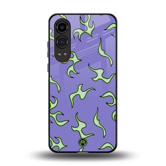 lil flames on purple back phone cover | glass case for oneplus nord ce 4 lite