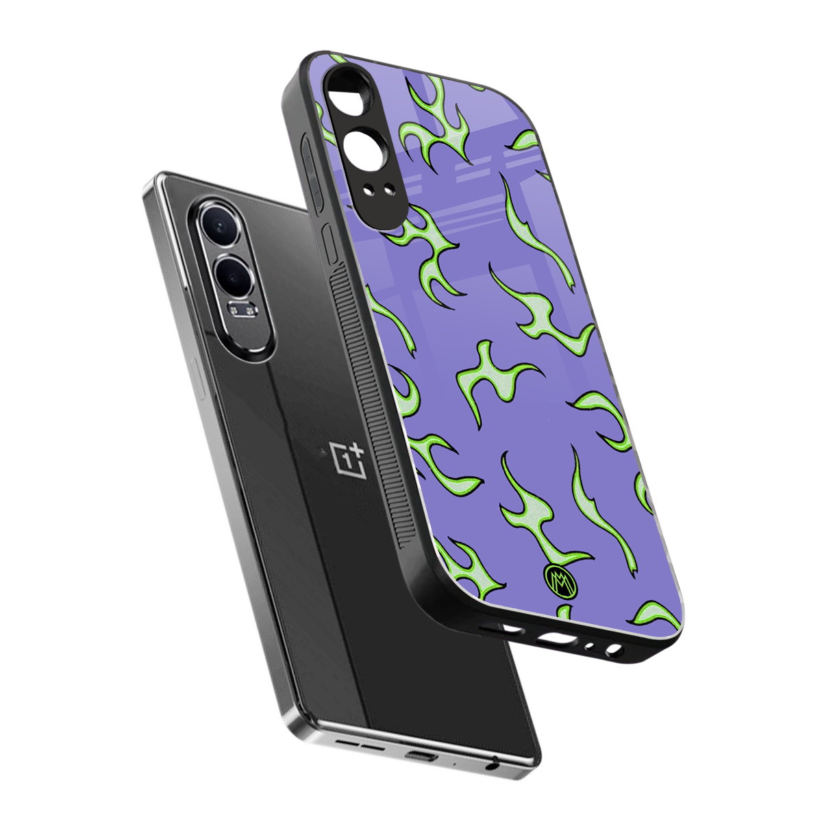 lil flames on purple back phone cover | glass case for oneplus nord ce 4 lite