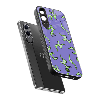 lil flames on purple back phone cover | glass case for oneplus nord ce 4 lite