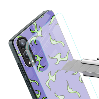 lil flames on purple back phone cover | glass case for oneplus nord ce 4 lite