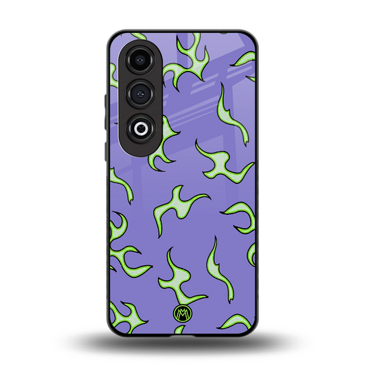 lil flames on purple back phone cover | glass case for oneplus nord ce 4