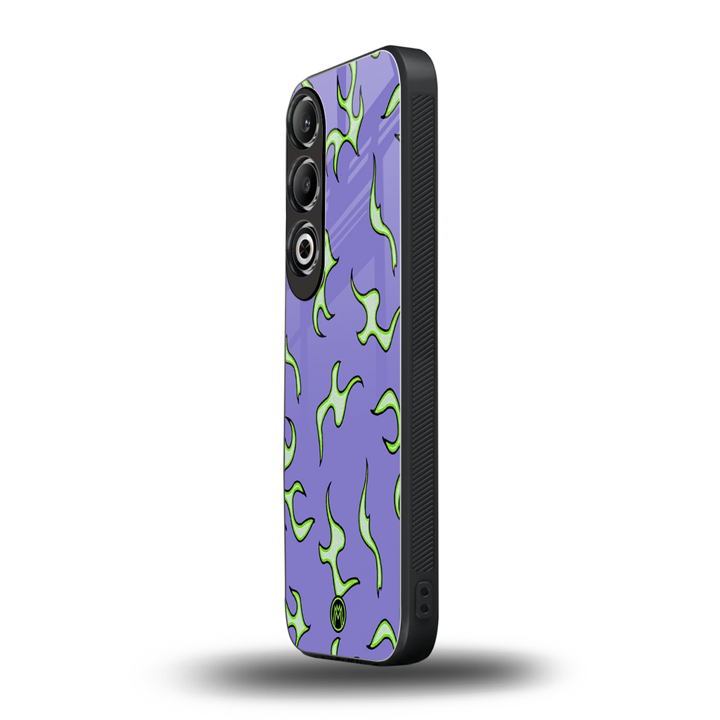 lil flames on purple back phone cover | glass case for oneplus nord ce 4
