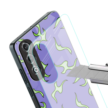 lil flames on purple back phone cover | glass case for oneplus nord ce 4