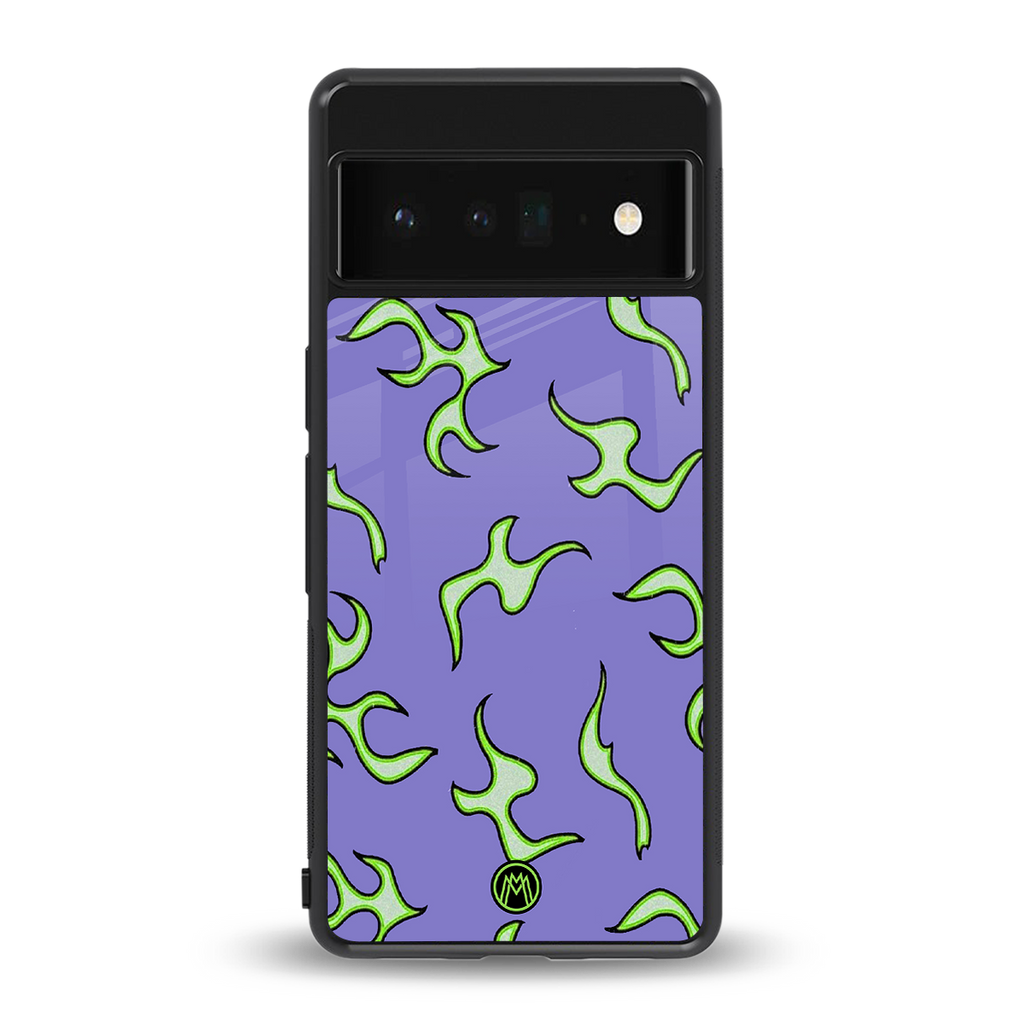 lil flames on purple back phone cover | glass case for google pixel 6 pro