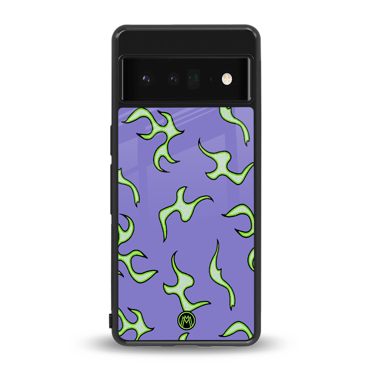 lil flames on purple back phone cover | glass case for google pixel 6 pro
