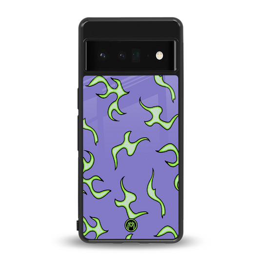 lil flames on purple back phone cover | glass case for google pixel 6 pro