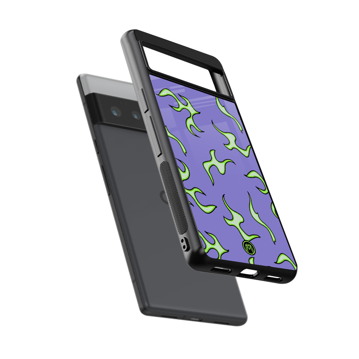 lil flames on purple back phone cover | glass case for google pixel 6 pro