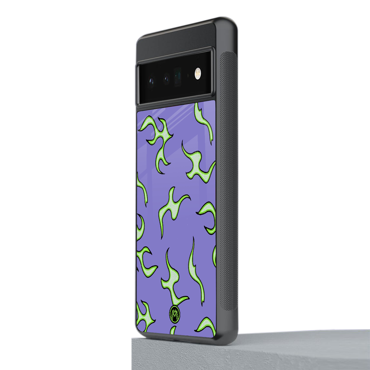 lil flames on purple back phone cover | glass case for google pixel 6 pro